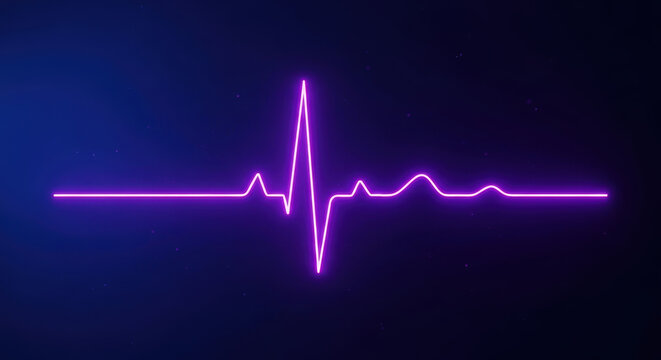 Neon heartbeat pulse line medical monitor cardiogram heartbeat waveform glowing line neon light heart rate vital sign dark background Neon heartbeat pulse line medical monitor cardiogram heartbeat