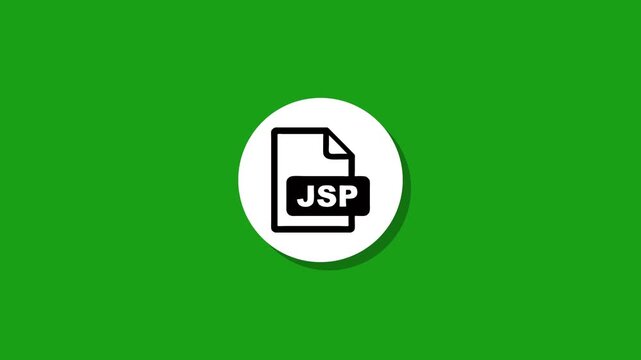 JSP file icon animation on green background web development technology concept