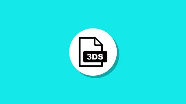 Animated three dimensional studio file extension icon on circular background with shadow effect for digital content management