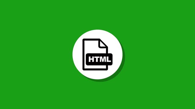 Simple animated html file icon on green background seamless loop motion graphic
