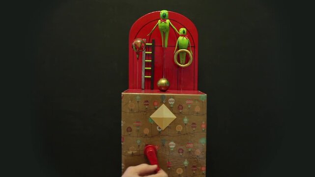 puppet show of wind-up parrots, an antique automaton, a barrel organ