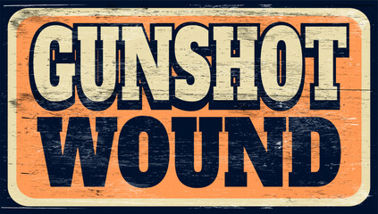 Aged and worn gunshot wound sign on wood