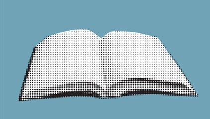 Open book with blank pages, ready for your story; halftone vector