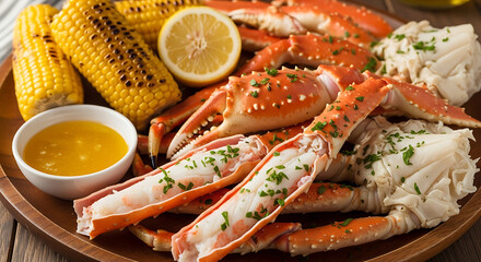 Crab Legs with Corn and Lemon