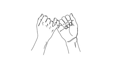 Fototapeta premium A minimalist line art illustration of two hands clasped together in a symbol of unity and partnership