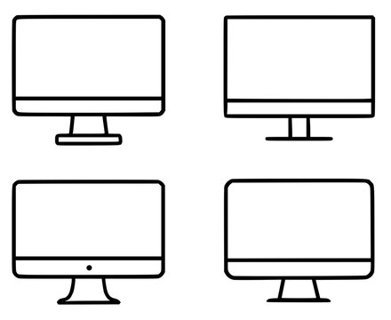 Electronic or technology icon, vector illustration of 4 computer monitors, in outline design style