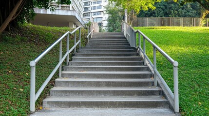 A set of stairs with a railing on the side