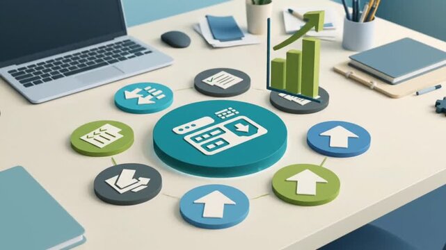 video illustration of a flat design concept for business