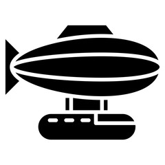 Black solid icon zeppelin airship. Minimalist transportation and vehicles silhouette symbol design. © ahmadfaiz