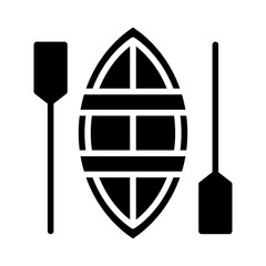 Obraz premium Black solid icon rowboat with oars. Minimalist transportation and vehicles silhouette symbol design.