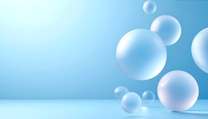 Blue abstract water bubbles background with soft light for product presentation and copy space