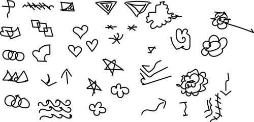 Obraz premium Collection of hand drawn symbols and shapes