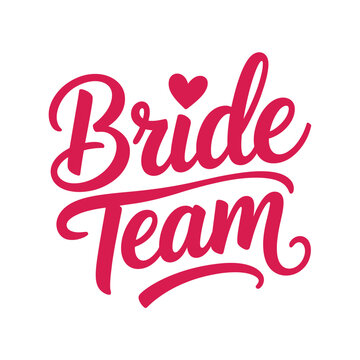 A pink logo that reads Bride Team on a white background