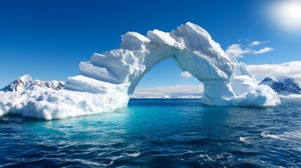 Majestic Iceberg Arch in Calm Waters Reflecting Climate Change Impacts on Nature