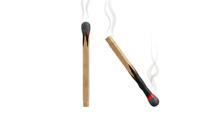 Two Burning Matches with Smoke