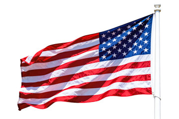 Obraz premium American Flag Waving on White Background