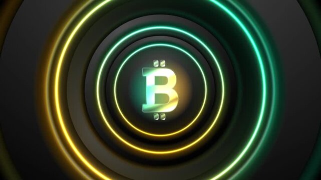 Colorful cryptocurrency logo animation
