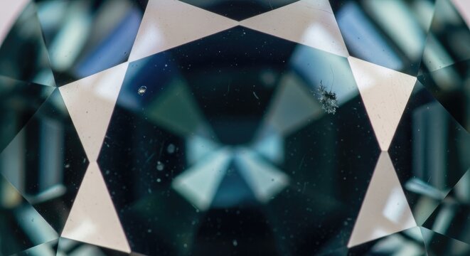 Close-up of a blue gemstone with facets.