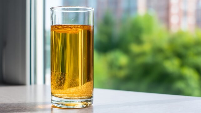 Glass of Fermented Beverage with Pellicle Formation and Thickening at Surface