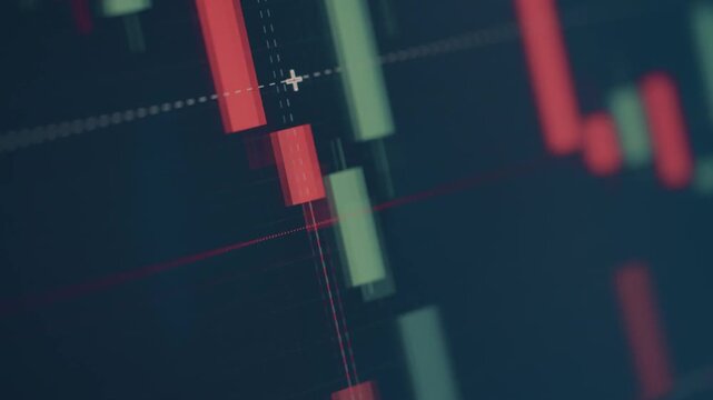 Close-up of cryptocurrency trading chart with candlestick patterns