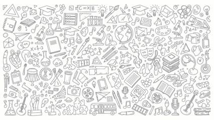 Obraz premium Collection of education and creativity related doodles and icons.