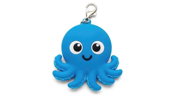 Cute Blue Octopus Charm for Keychains.