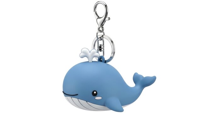 Cute Blue Whale Keychain with Water Spout.