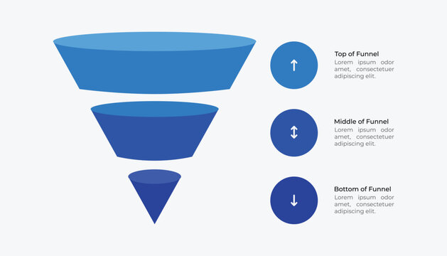 3D Blue Sales Funnel Infographic With Three Stages