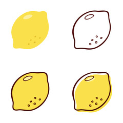 Cute and Simple Hand-Drawn Lemon Illustration Set