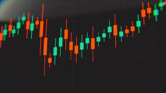 Close-up of financial trading chart with candlestick patterns