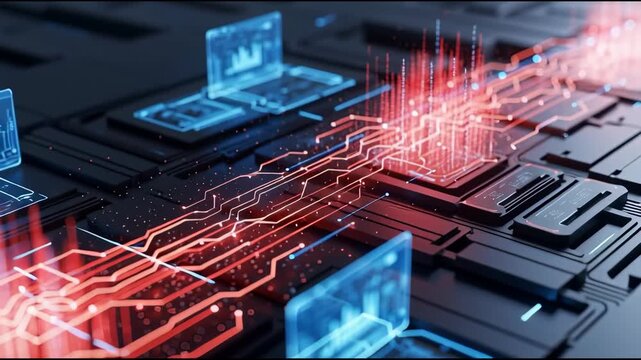 Abstract digital circuitry data flow and technological innovation