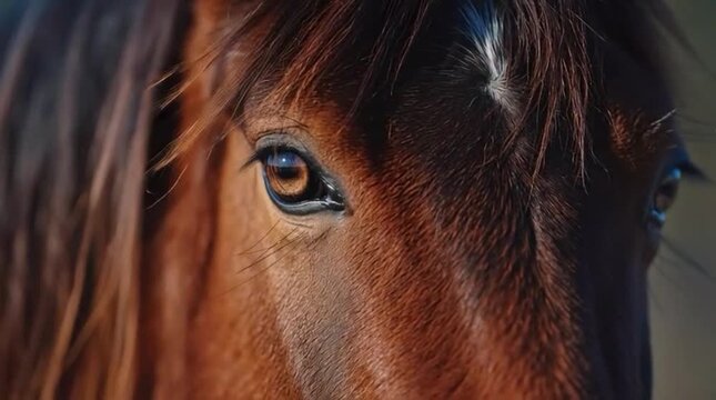 The Eyes of Equine Majesty: A striking close-up unveils the soulful, expressive eyes of a magnificent horse. capturing the grace and beauty of the animal