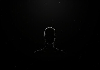 Abstract Mental Isolation Concept with Human Silhouette and Empty Space