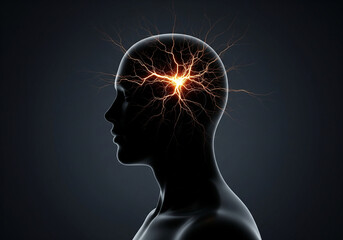 Human Silhouette with Cracked Light Symbolizing Mental Breakdown