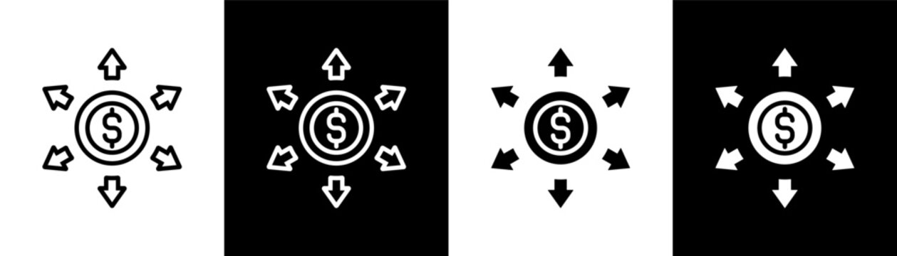 money distribution white icon set design