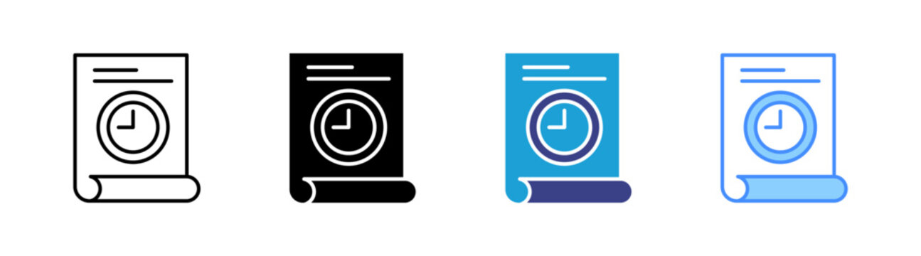 Time Tracking icon set multiple style collection