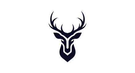 A minimalist illustration of a deer's head with antlers viewed from the front