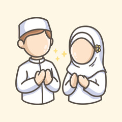 Couple Greeting in Islamic Illustration for Icon, sticker and other uses, hand drawn vector