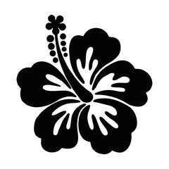 Black hibiscus flower vector icon. © SWG ART