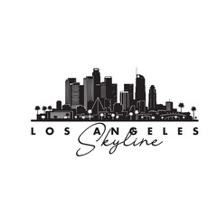 Los Angeles Skyline Silhouette Vector, LA Cityscape with Palm Trees Isolated on White Background
