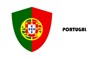 Obraz premium Portugal flag in shield shape with high quality