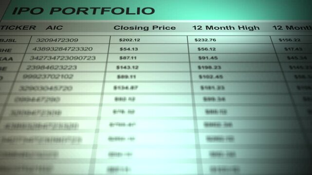 Spreadsheet Containing Generic IPO offerings 