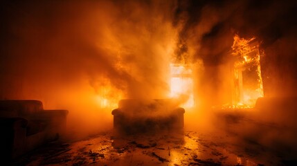 Intense Fire Engulfs Structure - Flames and Smoke Dominate the Scene.