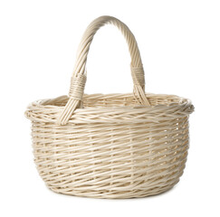 Obraz premium One empty Easter basket isolated on white
