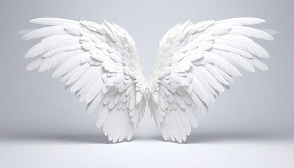 Fototapeta premium Symmetrical White Angel Wings on Gray