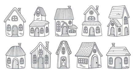 Collection of Hand Drawn Houses in Various Styles and Sizes.
