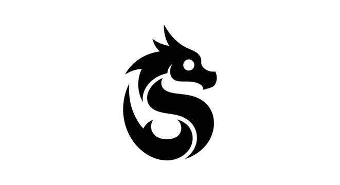 Black dragon icon on white background