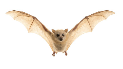 Fototapeta premium A bat spreads its wings in flight, captured in stunning detail. This image showcases the animal's unique features transparent background