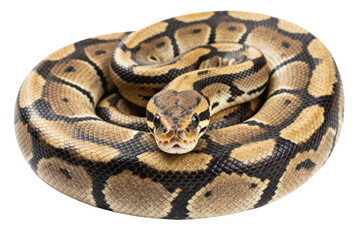 Obraz premium Ball Python Snake Coiled on White Background
