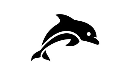 Obraz premium Black dolphin silhouette on white background